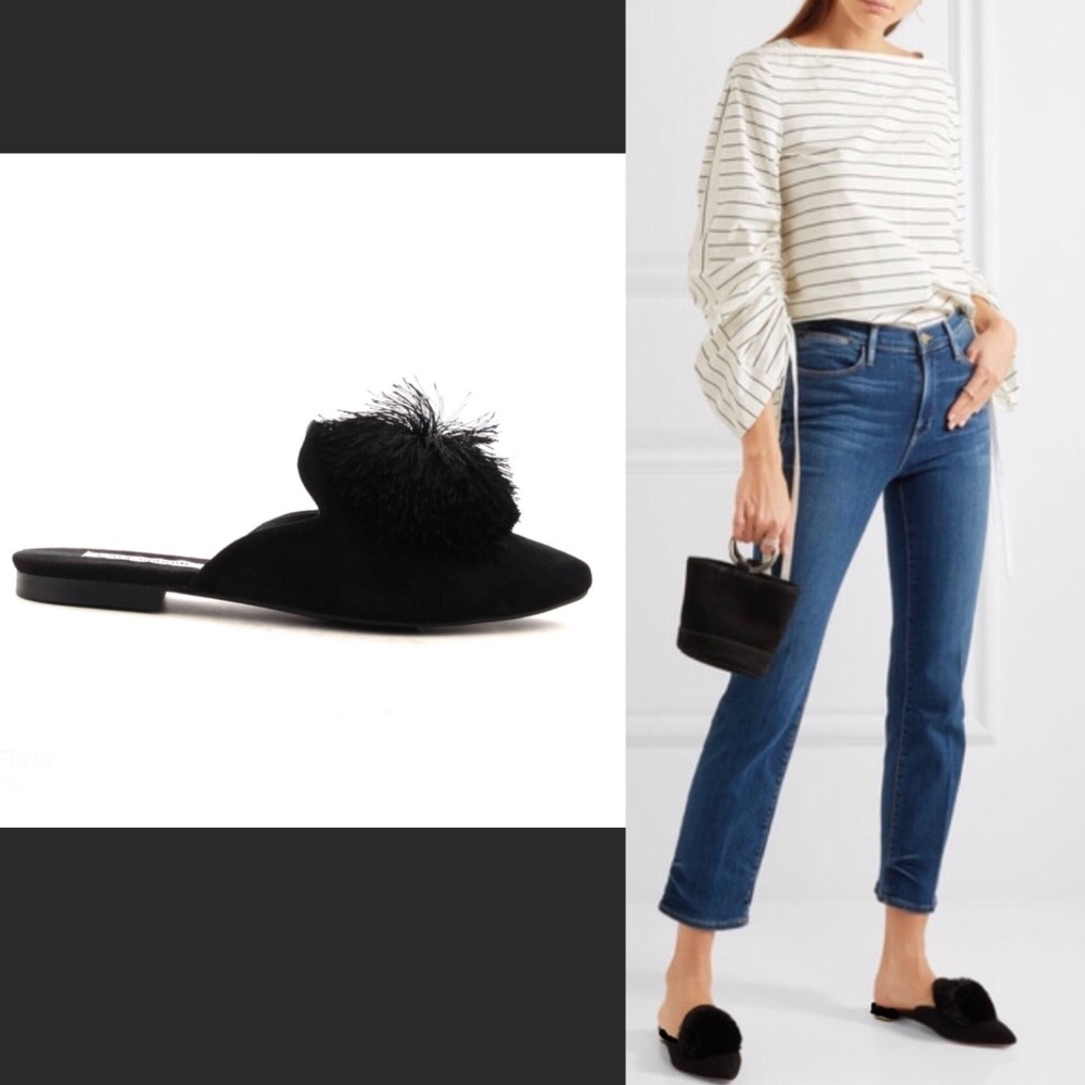 1 Sz 10 left ⭐️ Mule Shoe Flat Puff Pom Pom - Picture 3 of 6